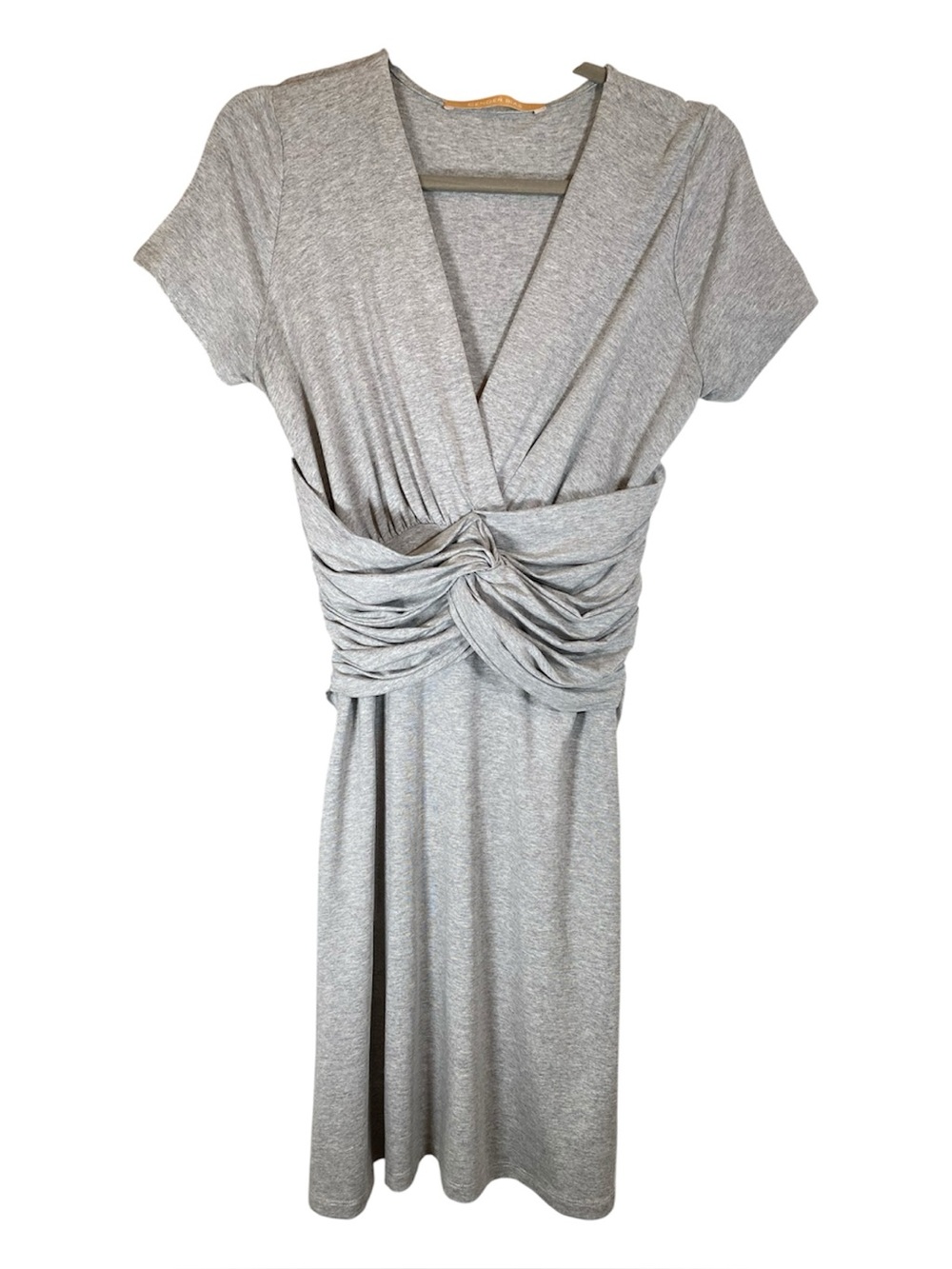 GENDER BIAS Jersey Knit Faux Wrap Surplice Short Sleeve Dress Draped‎ Detail M